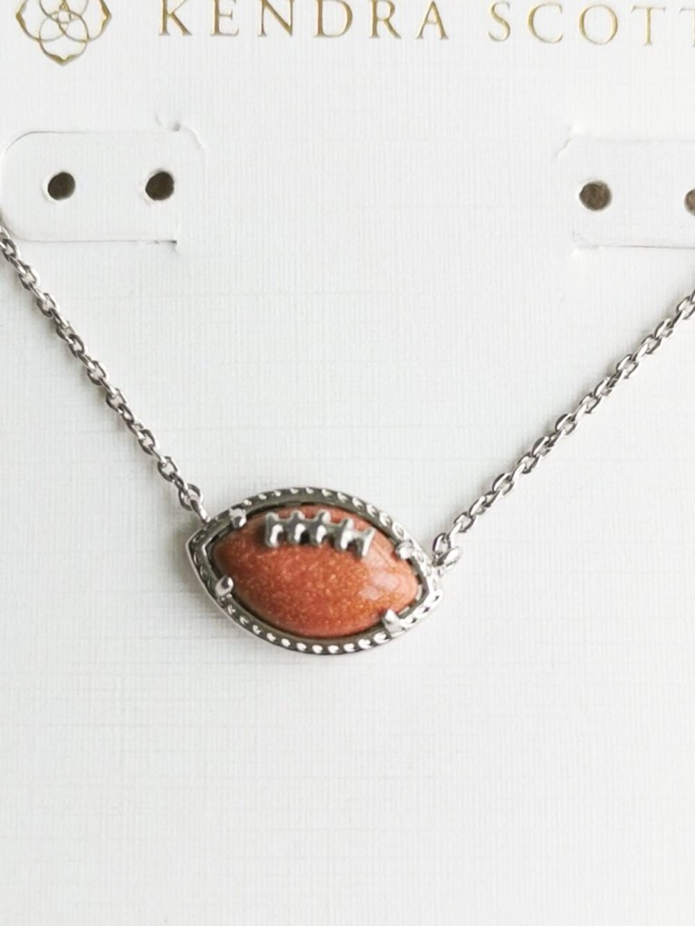 Kendra Scott Orange Goldstone Football Short Necklace